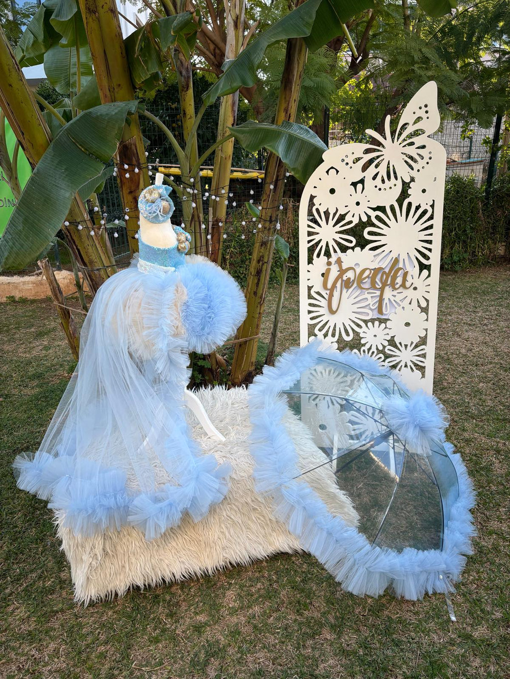 Bebe Mavi Bej Kız Çocuk Abiye - Bebek Parti Kostümü - ipeqakids – kız çocuk elbisesi