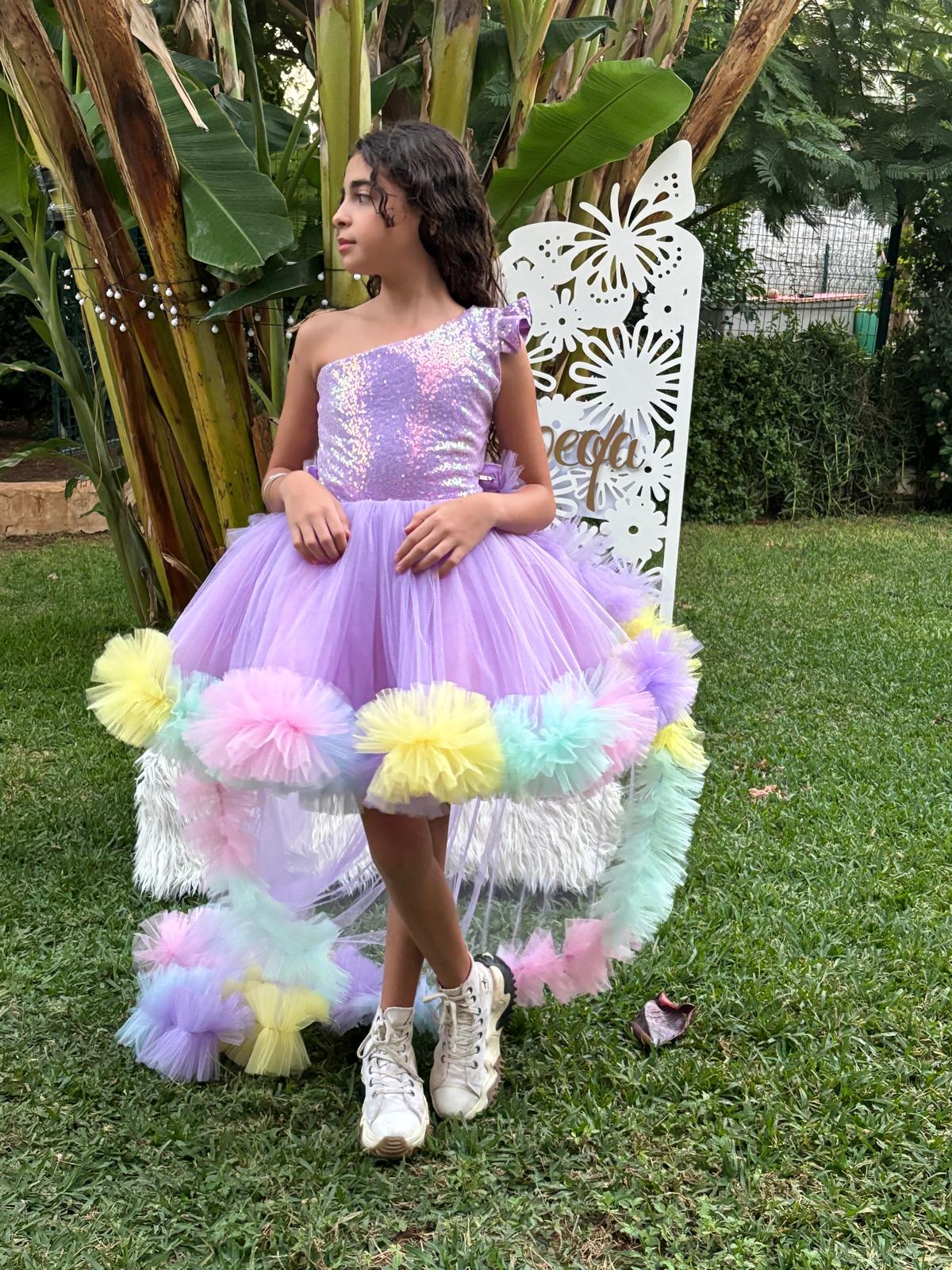 Renkli Unicorn Kız Çocuk Abiye - Bebek Doğum Günü Elbisesi - ipeqakids – kız çocuk elbisesi