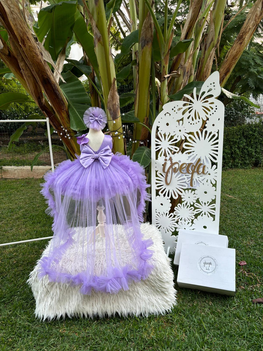 Lila Kelebekli Kız Çocuk Abiye - Bebek Doğum Günü Elbisesi - ipeqakids – kız çocuk elbisesi