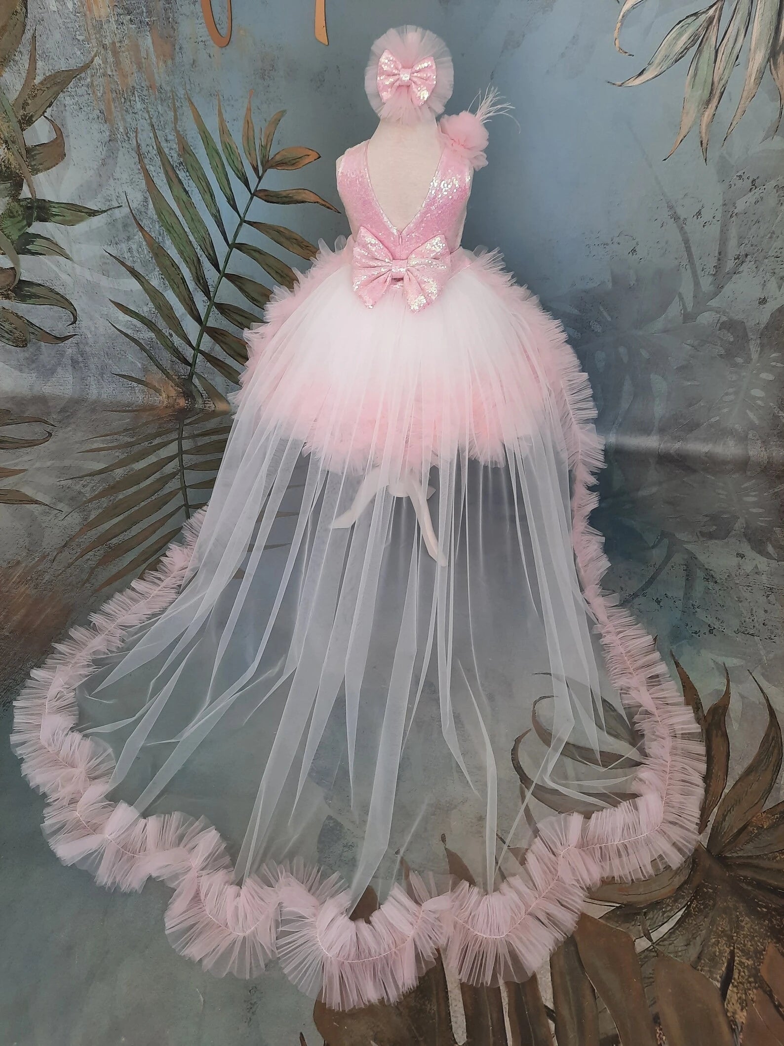 Pudra Beyaz Kız Çocuk Abiye - ipeqakids – kız çocuk elbisesi