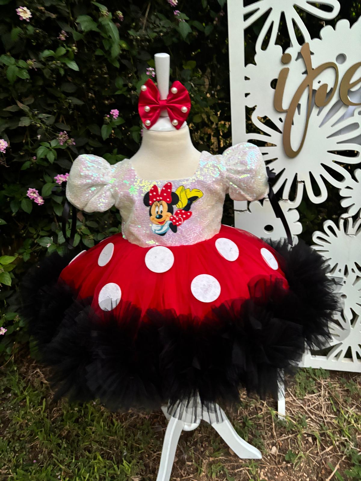 Minnie Mouse Kız Çocuk Kostümü - Bebek Doğum Günü Elbisesi - ipeqakids – kız çocuk elbisesi