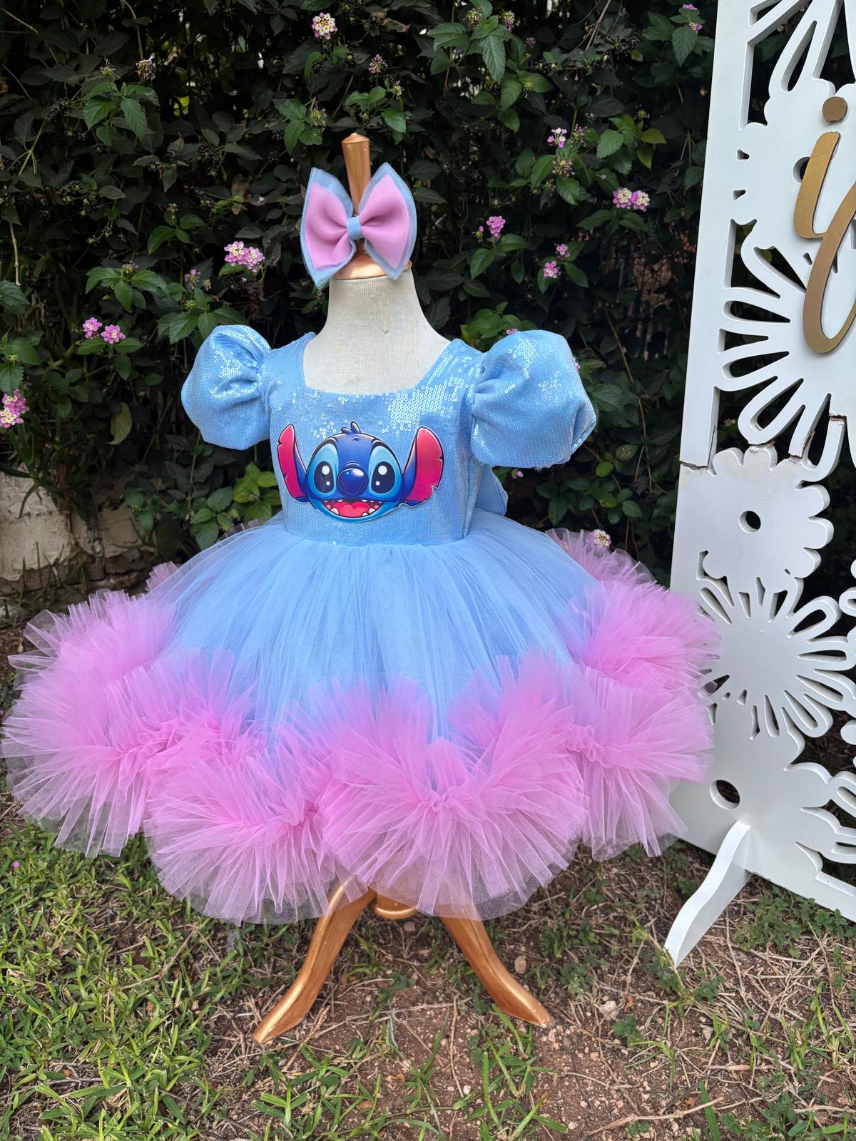 Stitch Kız Çocuk Abiye - Bebek Doğum Günü Elbisesi - ipeqakids – kız çocuk elbisesi