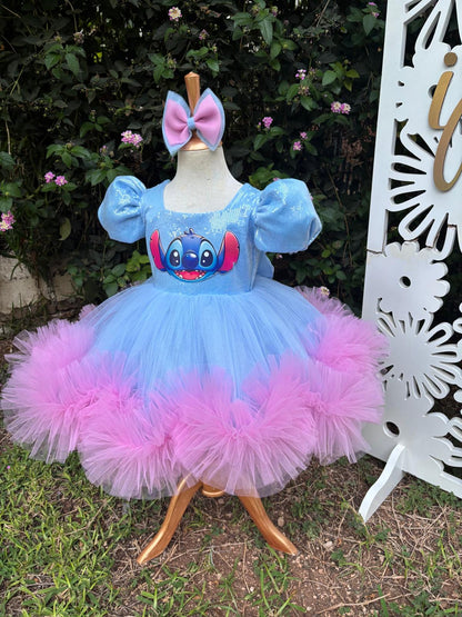 Stitch Kız Çocuk Abiye - Bebek Doğum Günü Elbisesi - ipeqakids – kız çocuk elbisesi