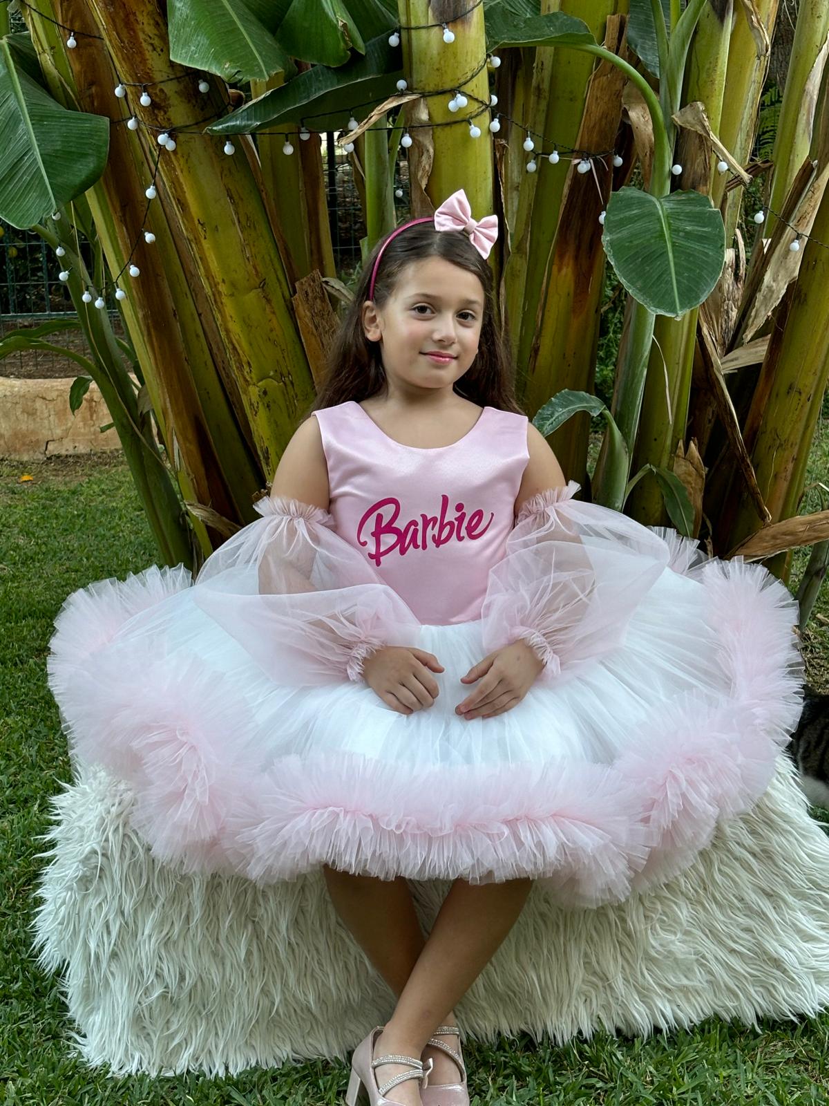 Barbie Temalı Kız Çocuk Abiye - Bebek Doğum Günü Elbisesi - ipeqakids – kız çocuk elbisesi