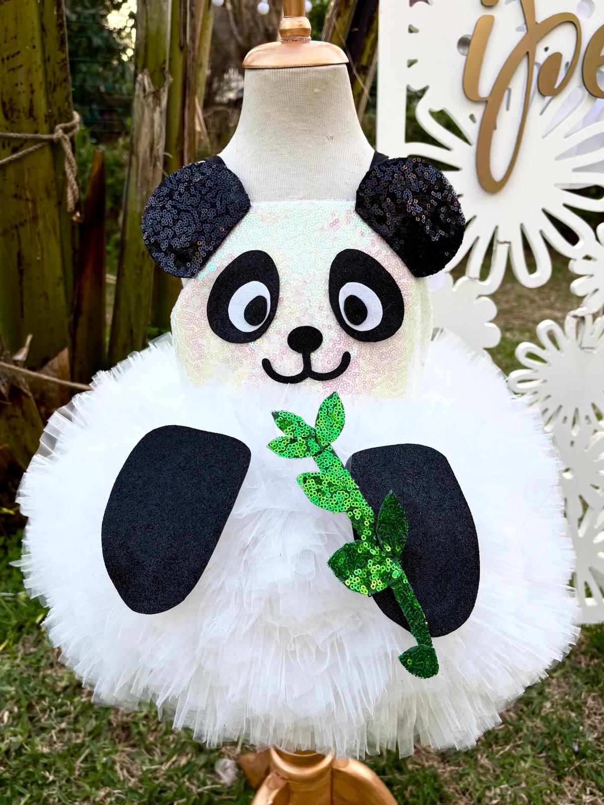 Panda Temalı Kız Çocuk Abiye - Bebek Parti Kostümü - ipeqakids – kız çocuk elbisesi