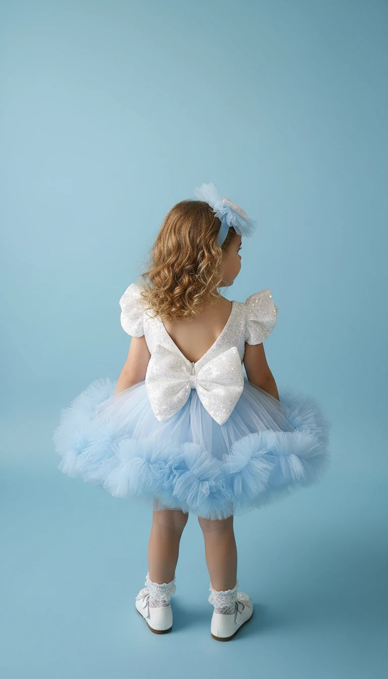 Bebe Mavisi Kız Çocuk Abiye - Bebek Doğum Günü Elbisesi - ipeqakids – kız çocuk elbisesi