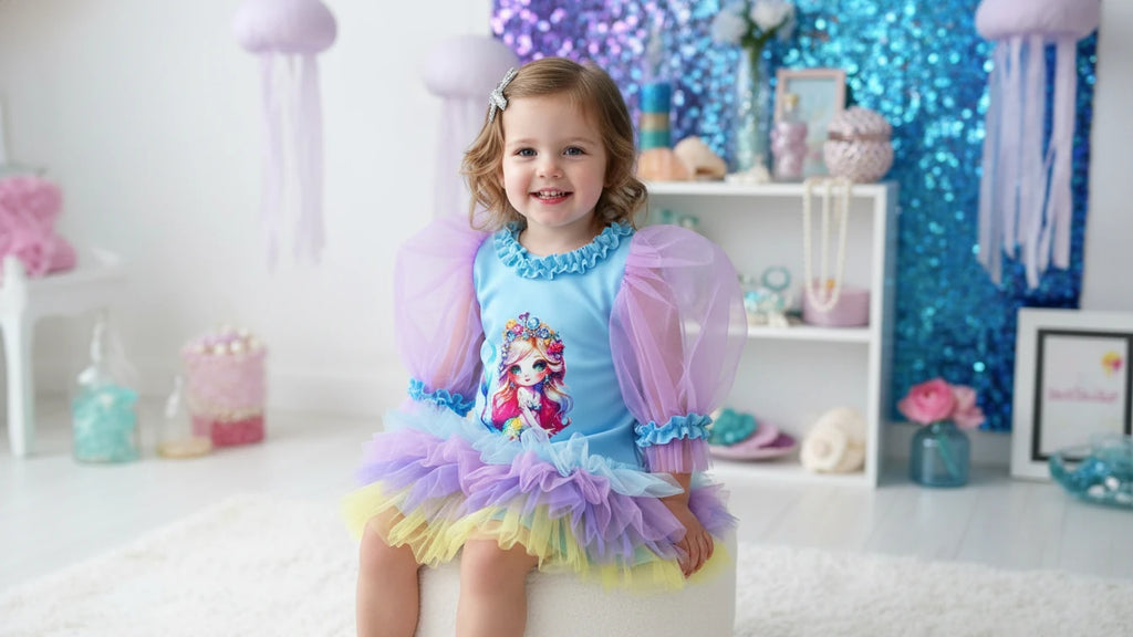 Denizkızı Temalı Kız Çocuk Elbisesi - ipeqakids – kız çocuk elbisesi