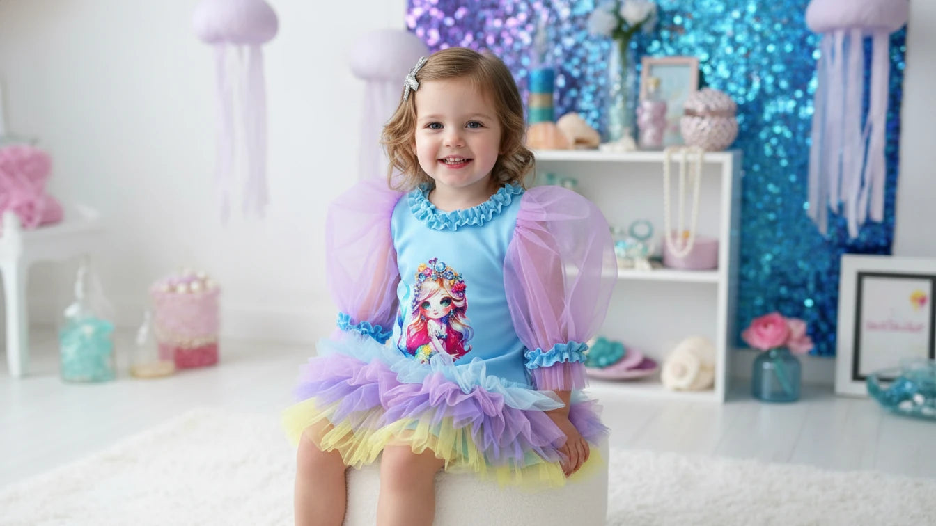 Denizkızı Temalı Kız Çocuk Elbisesi - ipeqakids – kız çocuk elbisesi