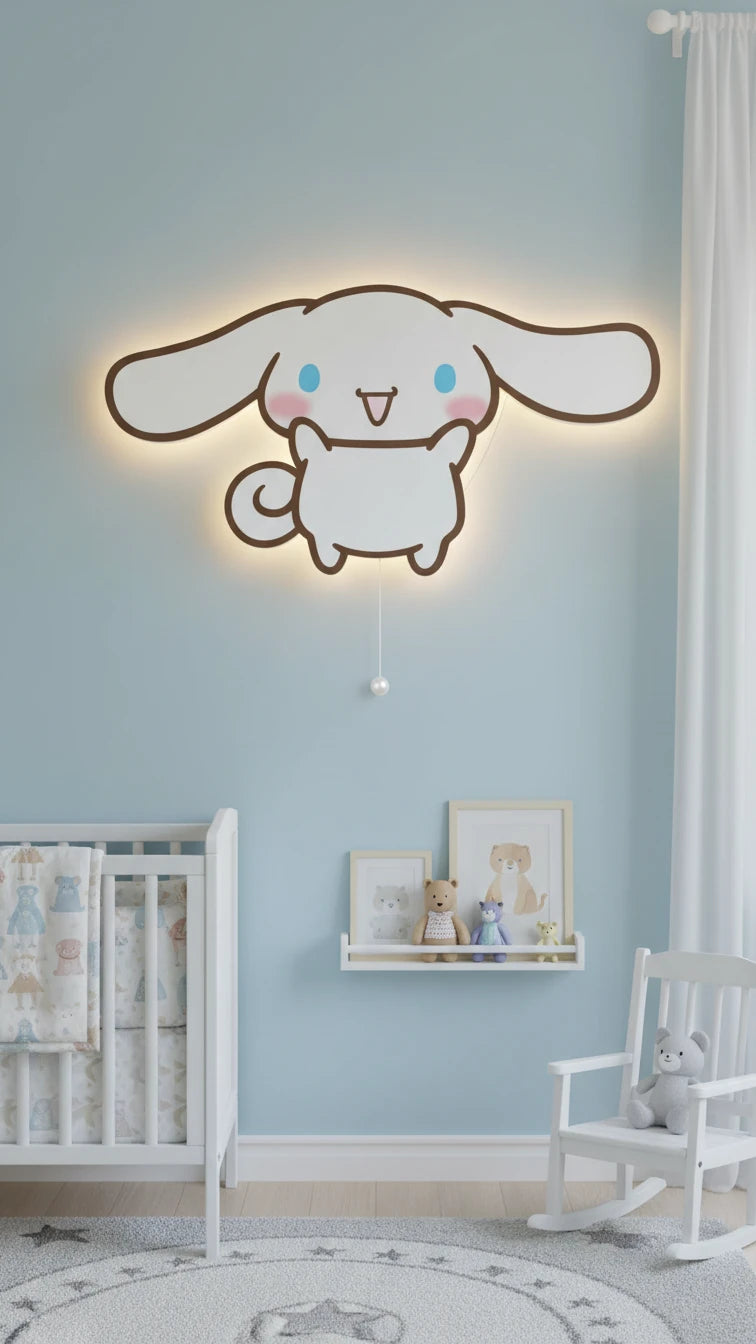 Cinnamoroll Pilli Led Işıklı Bebek Odası Ahşap Duvar Dekoru - Gece Lambası – kız çocuk elbisesi