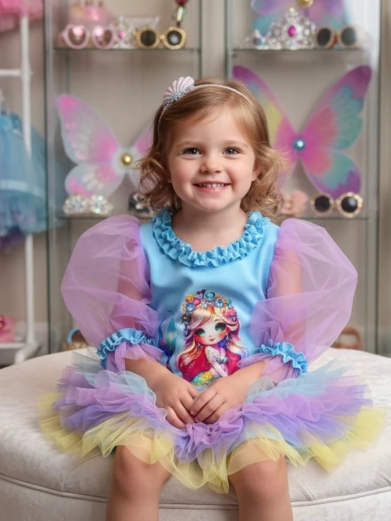 Denizkızı Temalı Kız Çocuk Elbisesi - ipeqakids – kız çocuk elbisesi