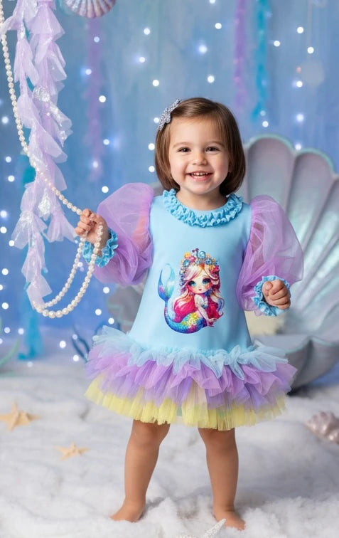 Denizkızı Temalı Kız Çocuk Elbisesi - ipeqakids – kız çocuk elbisesi