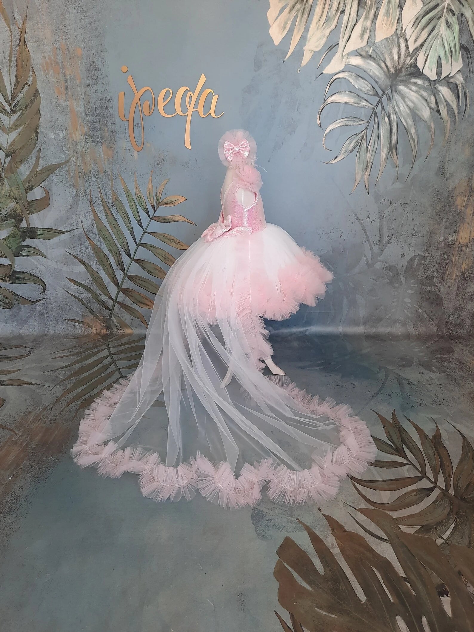 Pudra Beyaz Kız Çocuk Abiye - ipeqakids – kız çocuk elbisesi