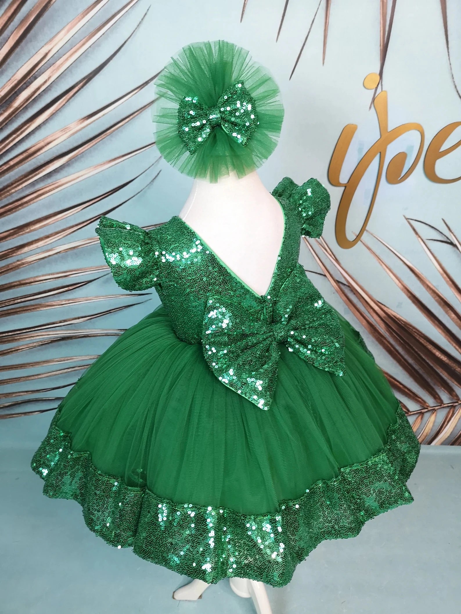 Zümrüt Yeşili Çocuk Elbisesi - Bebek Doğum Günü Abiye - ipeqakids – kız çocuk elbisesi