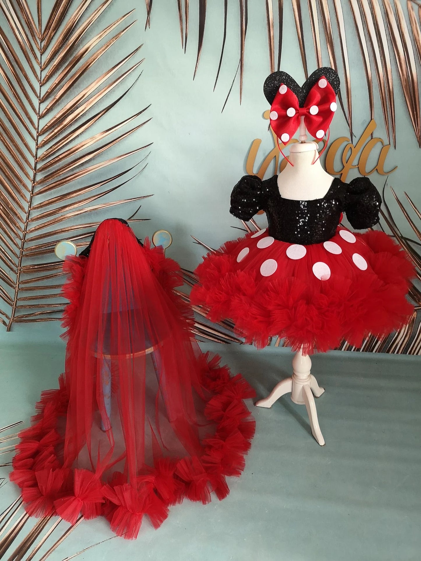 Kız Çocuk Mickey Mouse Kostümü TAÇ DAHİL- Çocuk Abiye Elbise -ipeqakids – kız çocuk elbisesi