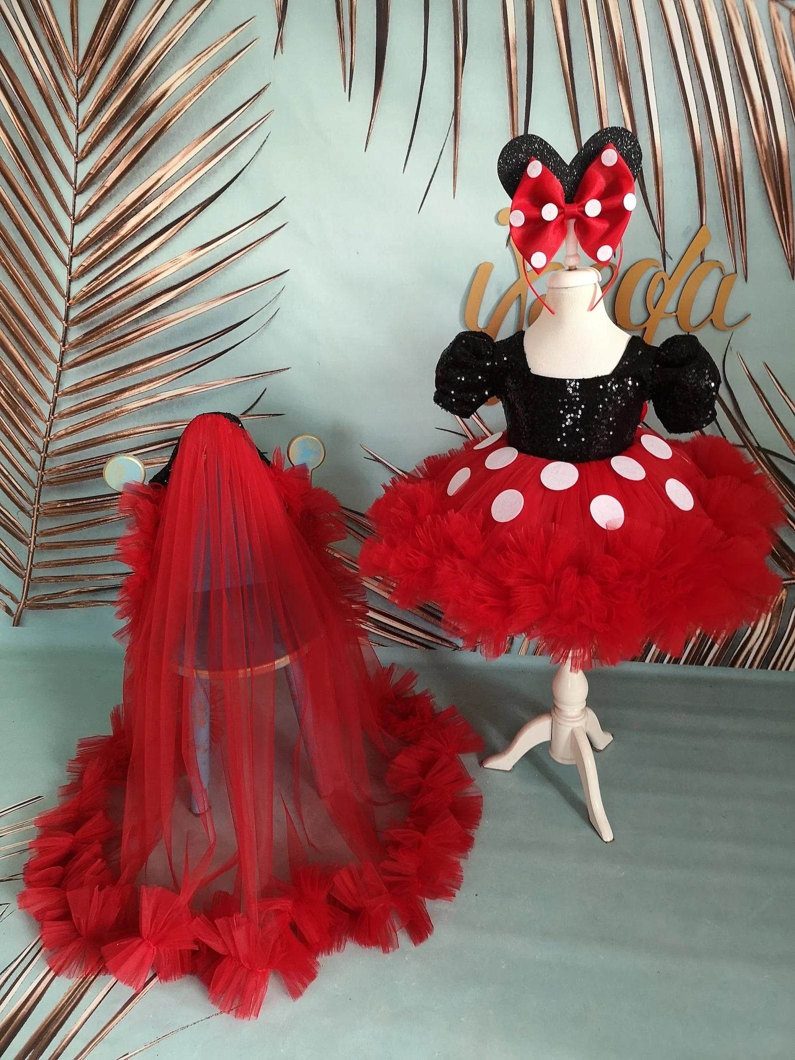 Kız Çocuk Mickey Mouse Kostümü TAÇ DAHİL- Çocuk Abiye Elbise -ipeqakids – kız çocuk elbisesi