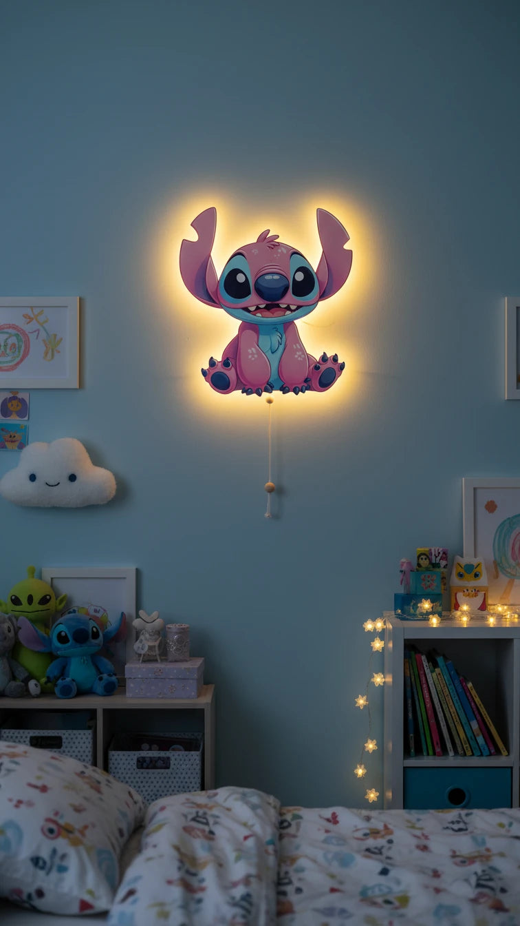 Lilo Pilli Led Işıklı Bebek Odası Ahşap Duvar Dekoru - Gece Lambası – kız çocuk elbisesi