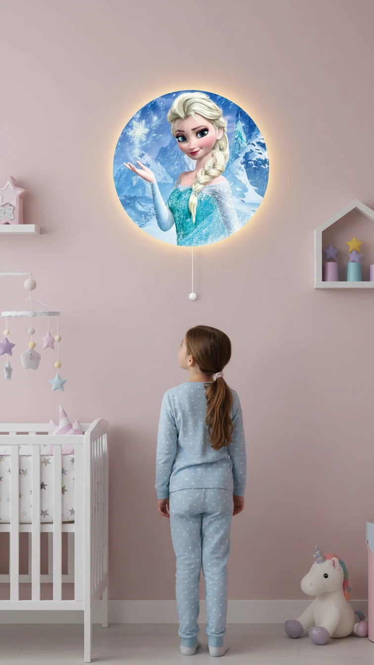 Elsa Pilli Led Işıklı Bebek Odası Ahşap Duvar Dekoru - Gece Lambası – kız çocuk elbisesi