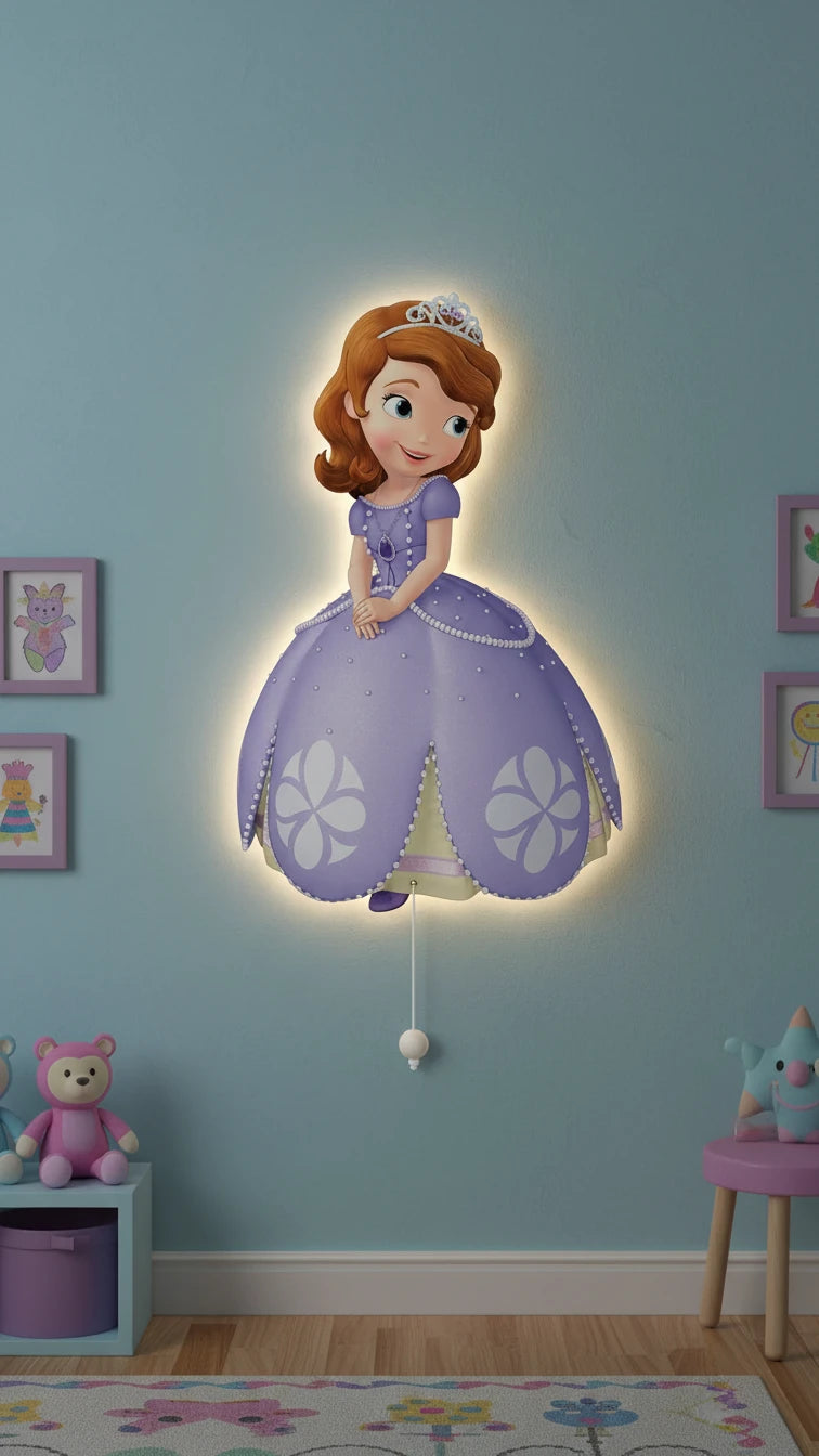 Prenses Sofia Pilli Led Işıklı Bebek Odası Ahşap Duvar Dekoru - Gece Lambası – kız çocuk elbisesi