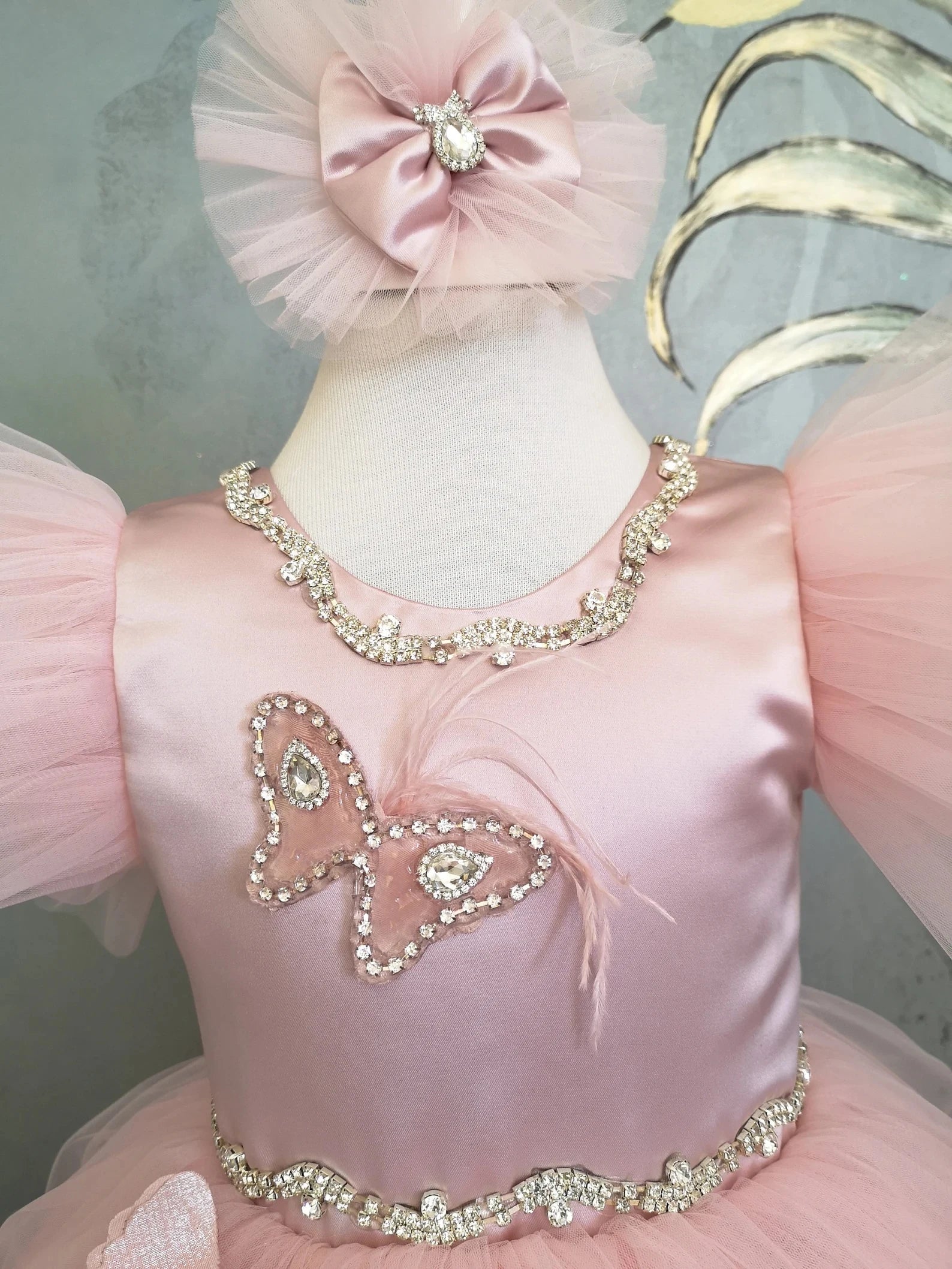 Pudra Pembe Kristalli Kız Çocuk Abiye - ipeqakids – kız çocuk elbisesi