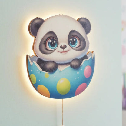 Panda Pilli Led Işıklı Bebek Odası Ahşap Duvar Dekoru - Gece Lambası – kız çocuk elbisesi