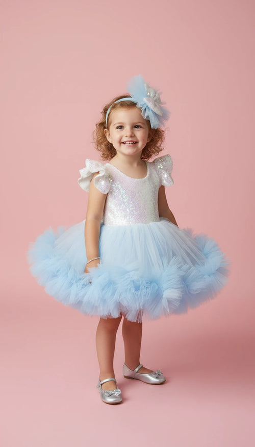 Bebe Mavisi Kız Çocuk Abiye - Bebek Doğum Günü Elbisesi - ipeqakids – kız çocuk elbisesi
