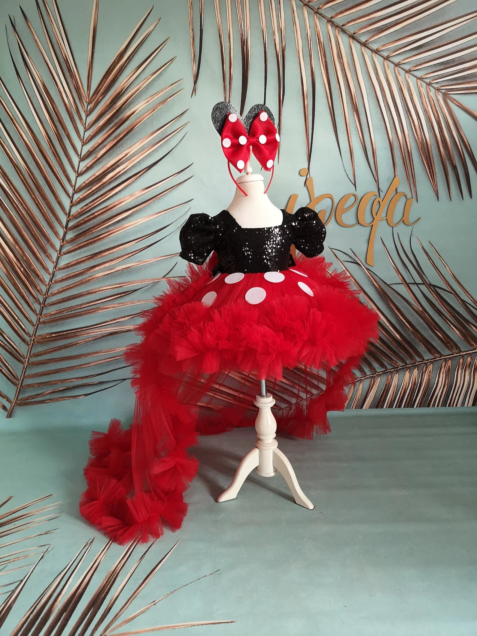 Kız Çocuk Mickey Mouse Kostümü TAÇ DAHİL- Çocuk Abiye Elbise -ipeqakids – kız çocuk elbisesi