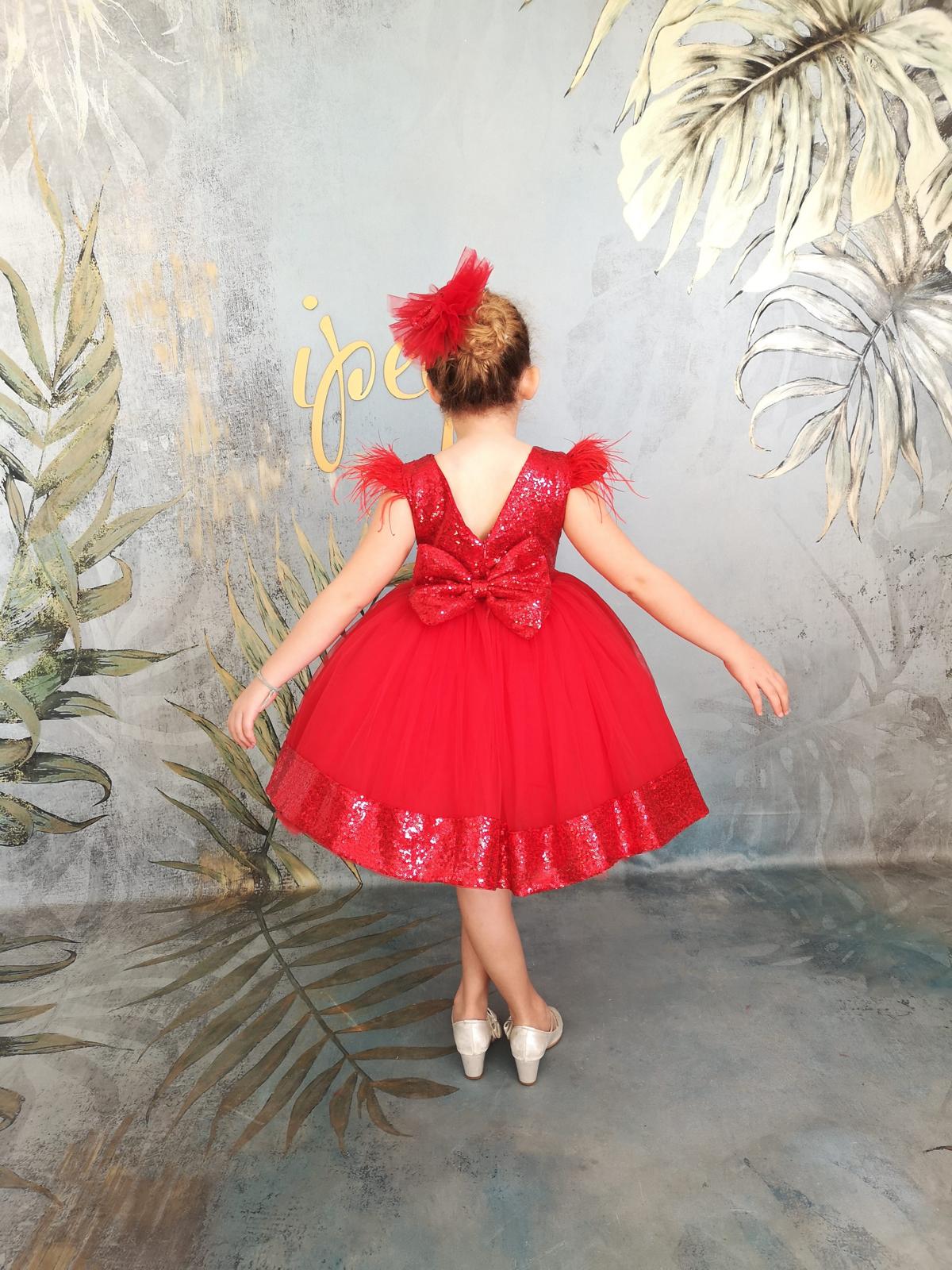 Kırmızı Payetli Tütülü Kız Çocuk Abiye - Bebek Doğum Günü Elbisesi - ipeqakids – kız çocuk elbisesi