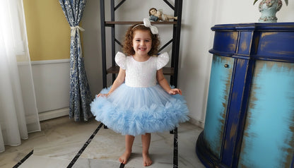 Bebe Mavisi Kız Çocuk Abiye - Bebek Doğum Günü Elbisesi - ipeqakids – kız çocuk elbisesi