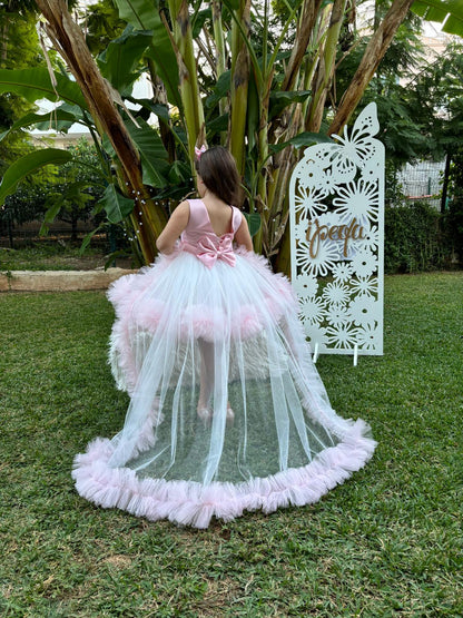 Barbie Temalı Kız Çocuk Abiye - Bebek Doğum Günü Elbisesi - ipeqakids – kız çocuk elbisesi