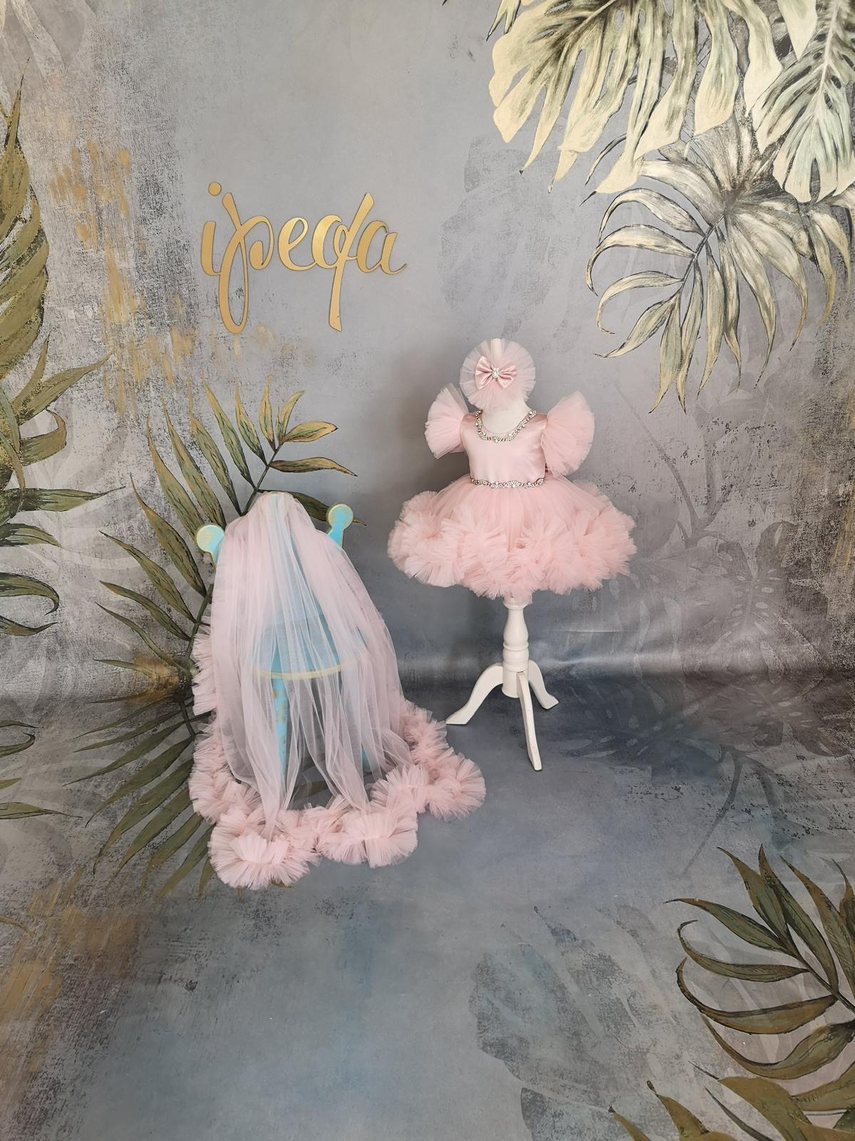 Pudra Kristalli Kız Çocuk Abiye Tül Kol - ipeqakids – kız çocuk elbisesi