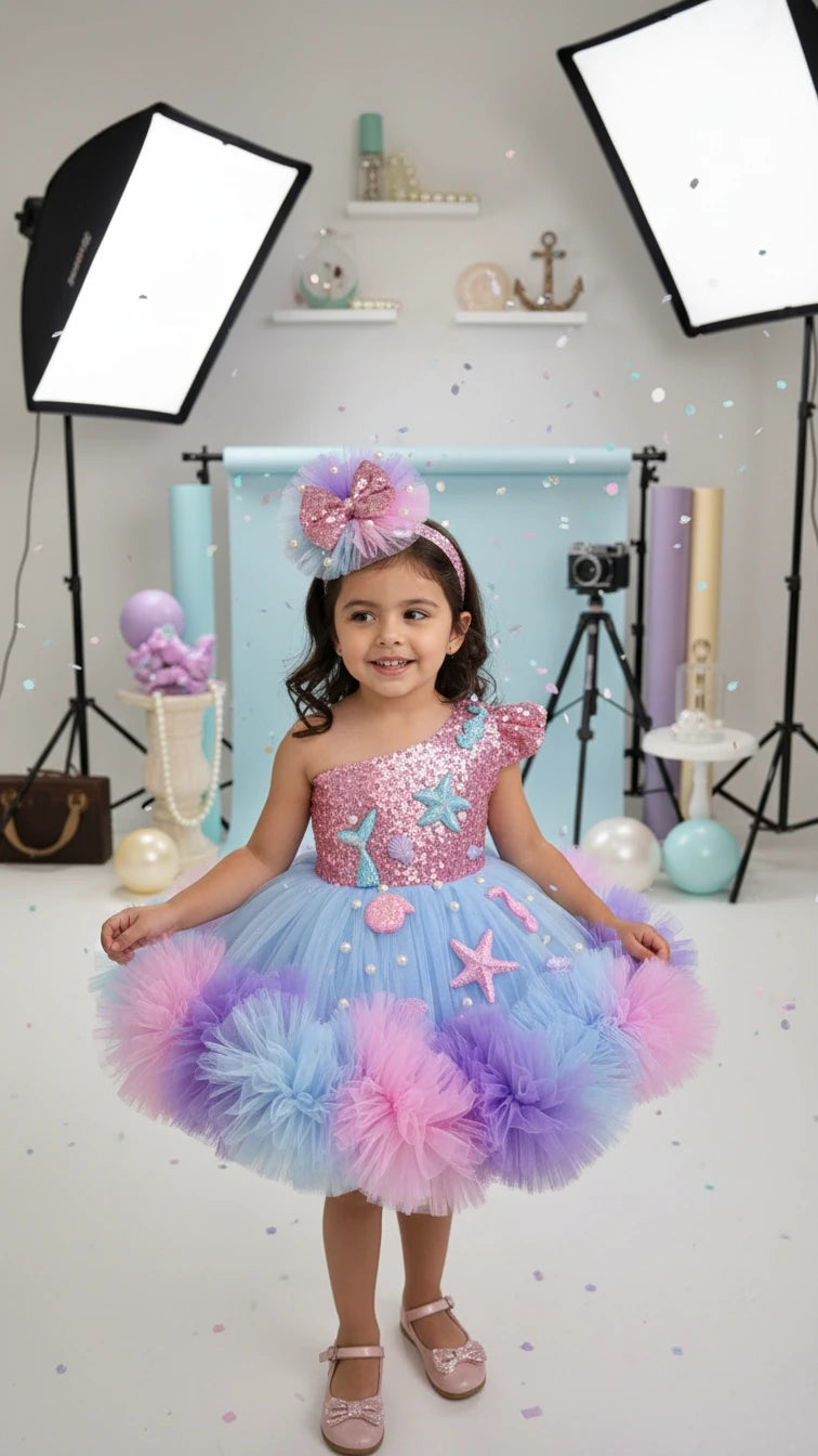 Deniz kızı Temalı Doğumgünü Parti Elbisesi - Bebek Parti Kostümü - ipeqakids – kız çocuk elbisesi