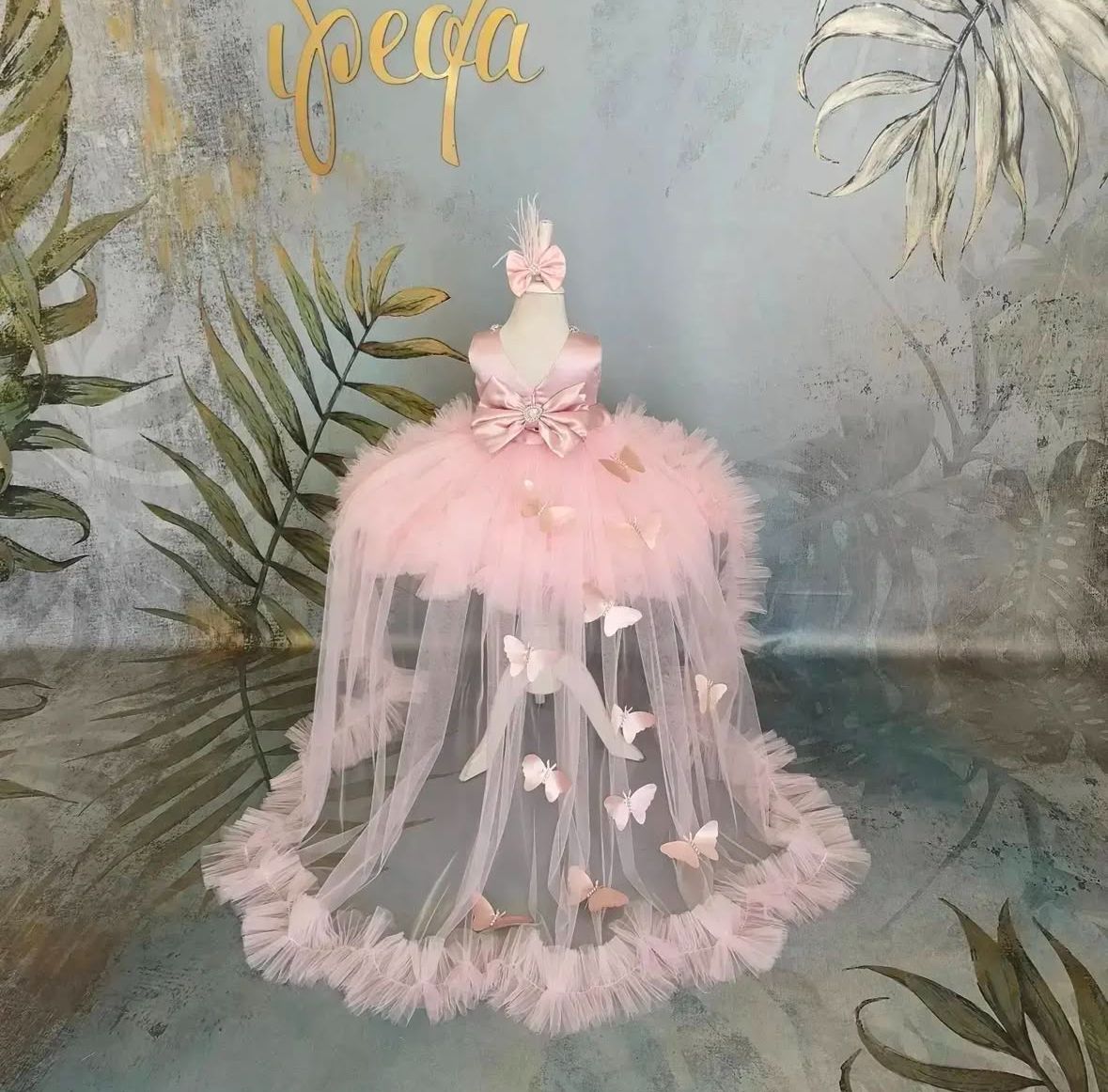 Pudra Kristalli Kız Çocuk Abiye kolsuz - ipeqakids – kız çocuk elbisesi