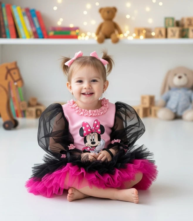 Pembe Mİnnie Mouse Kız Çocuk Elbisesi - ipeqakids – kız çocuk elbisesi