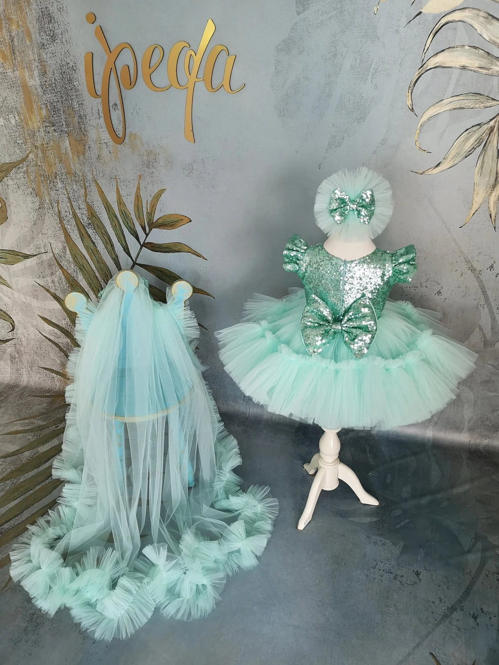 Mint Yeşili Kız Çocuk Abiye - İpeqakids – kız çocuk elbisesi
