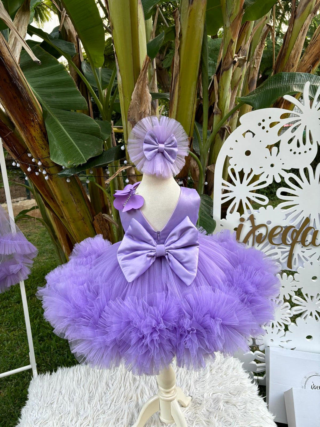 Lila Kelebekli Kız Çocuk Abiye - Bebek Doğum Günü Elbisesi - ipeqakids – kız çocuk elbisesi