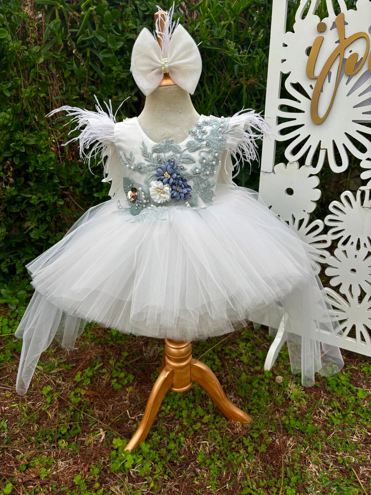 Melek Kanatlı Gipürlü Kız Çocuk Abiye - Bebek Parti Kostümü - ipeqakids – kız çocuk elbisesi