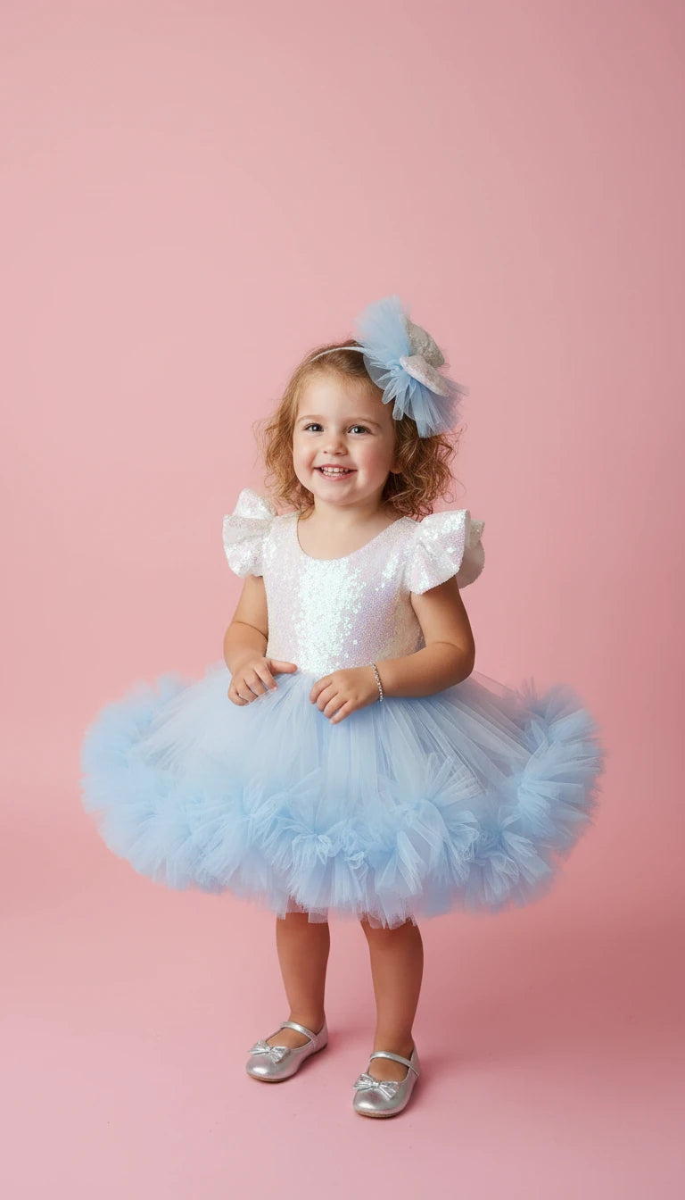 Bebe Mavisi Kız Çocuk Abiye - Bebek Doğum Günü Elbisesi - ipeqakids – kız çocuk elbisesi