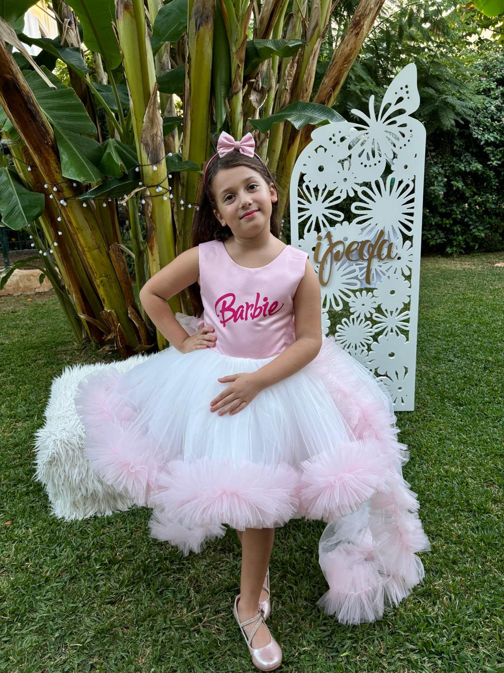 Barbie Temalı Kız Çocuk Abiye - Bebek Doğum Günü Elbisesi - ipeqakids – kız çocuk elbisesi