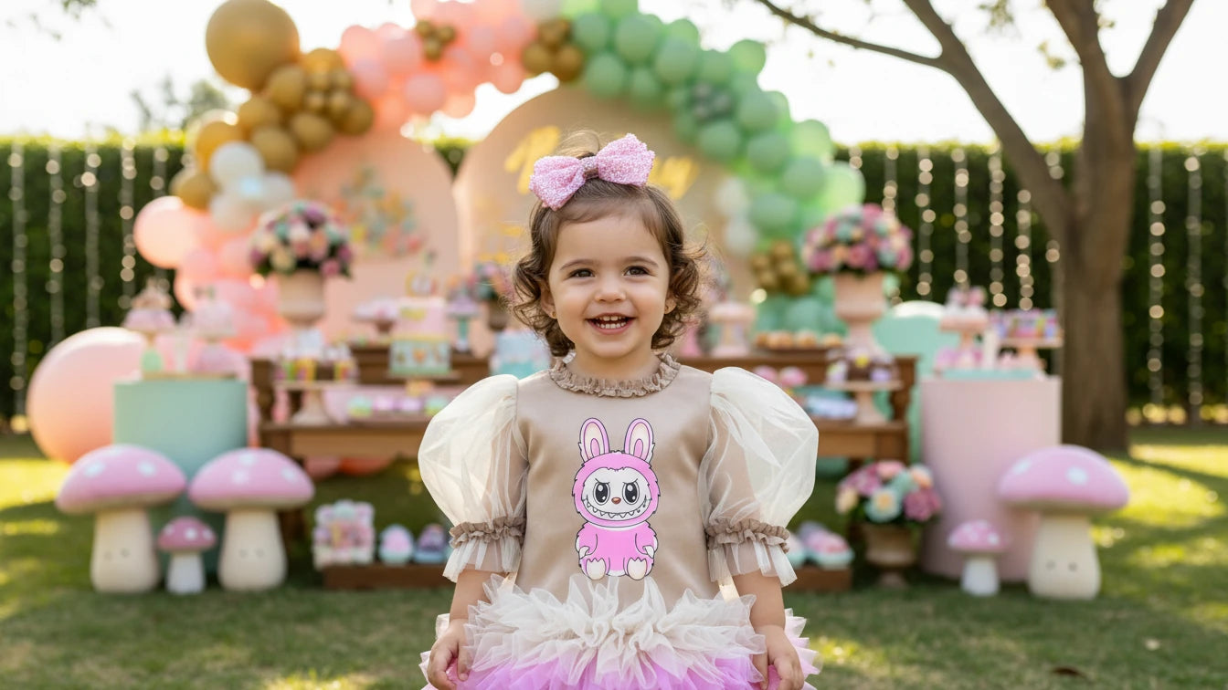 Labubu Temalı Kız Çocuk Elbisesi - ipeqakids – kız çocuk elbisesi