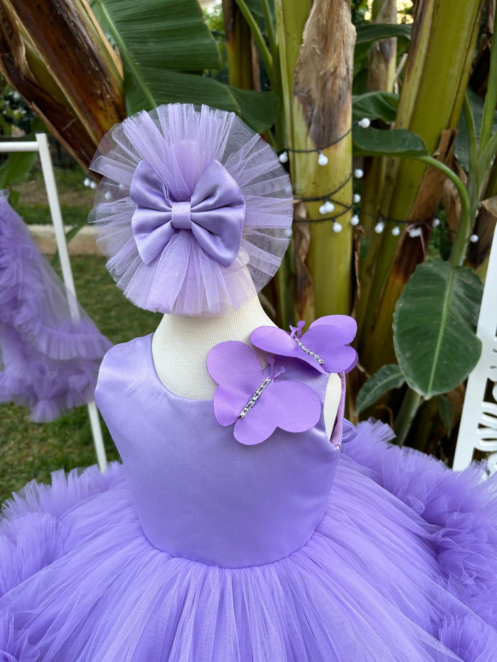 Lila Kelebekli Kız Çocuk Abiye - Bebek Doğum Günü Elbisesi - ipeqakids – kız çocuk elbisesi