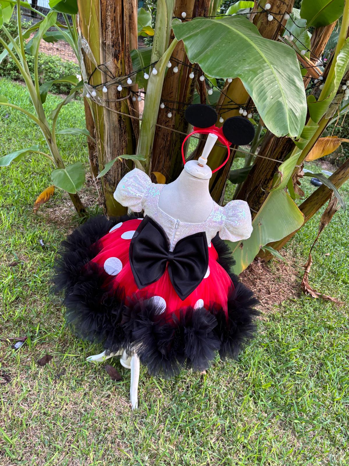 Kız Çocuk Minnie Mickey Mouse Kostümü TAÇ DAHİL- Çocuk Abiye Elbise -ipeqakids – kız çocuk elbisesi