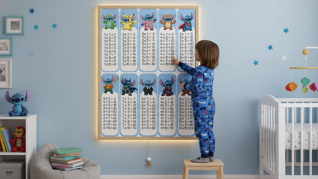 Çarpım Tablosu Pilli Led Işıklı Bebek Odası Ahşap Duvar Dekoru - Gece Lambası – kız çocuk elbisesi