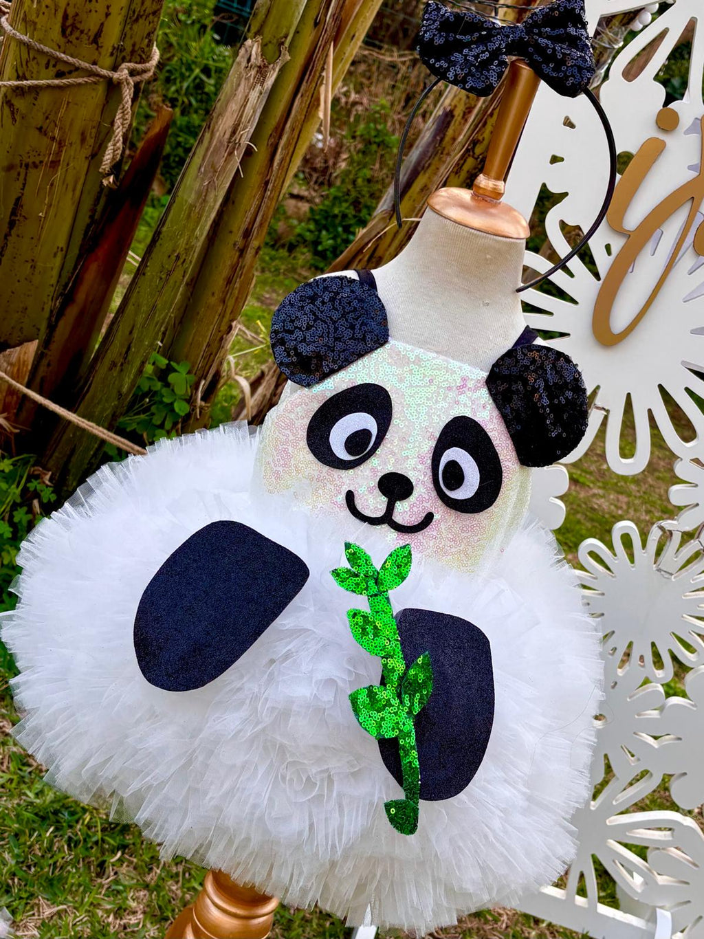 Panda Temalı Kız Çocuk Abiye - Bebek Parti Kostümü - ipeqakids – kız çocuk elbisesi