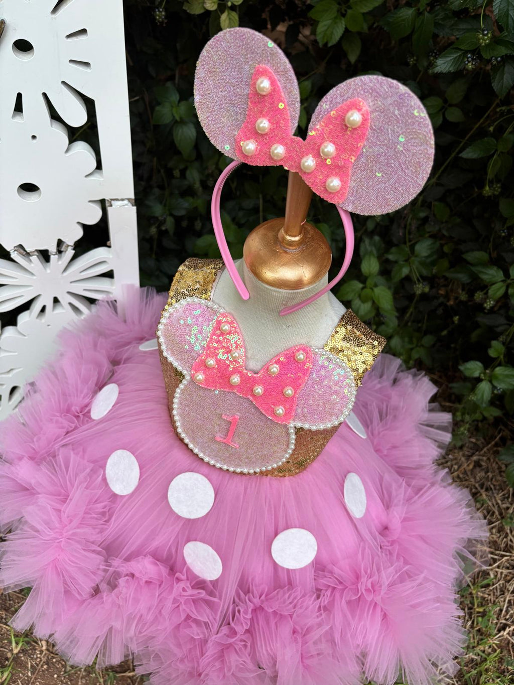 Kız Çocuk Pembe Altın Minnie Mouse Kostümü TAÇ DAHİL - Çocuk Abiye Elbise -ipeqakids   – kız çocuk elbisesi