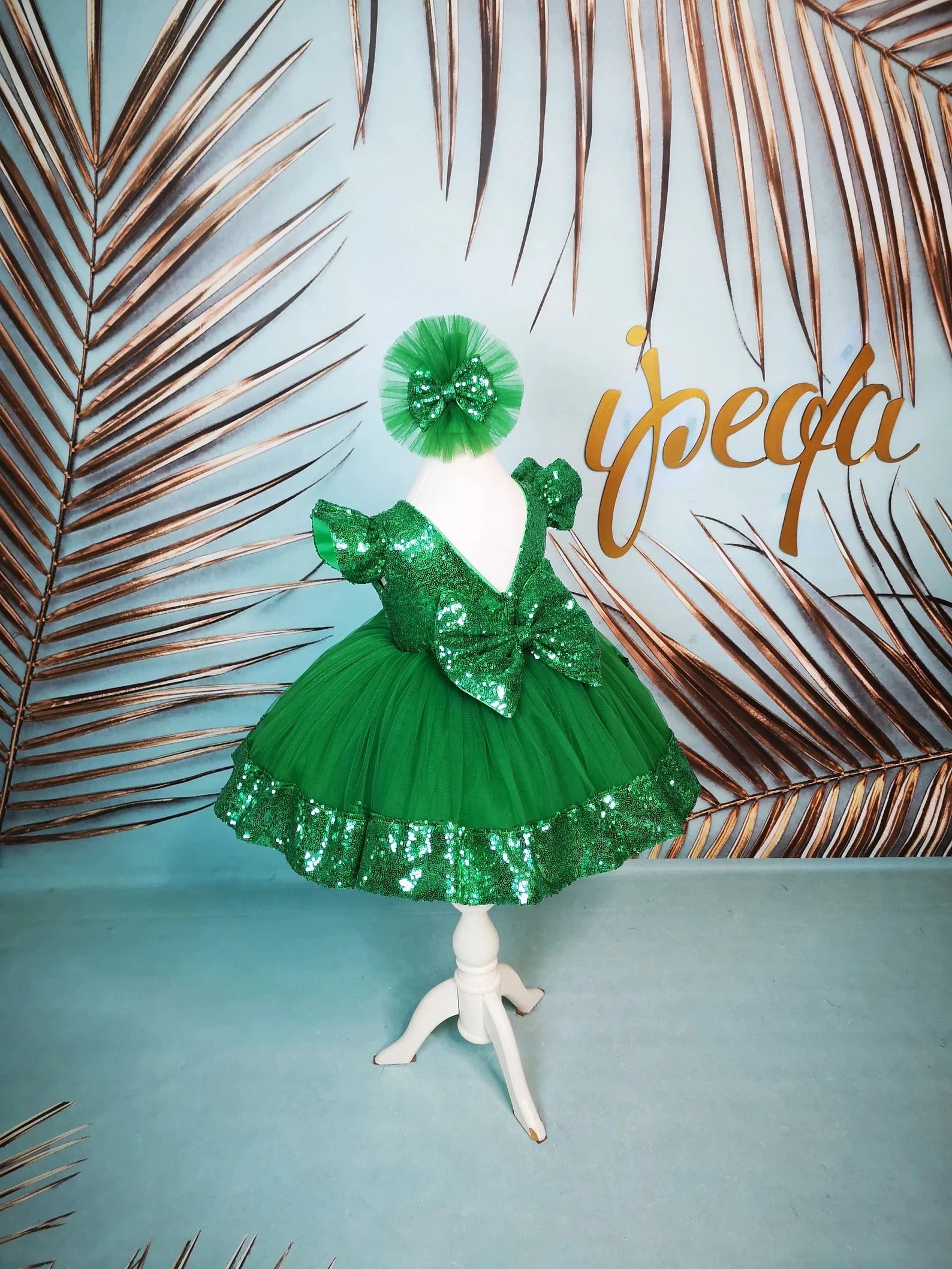 Zümrüt Yeşili Çocuk Elbisesi - Bebek Doğum Günü Abiye - ipeqakids – kız çocuk elbisesi