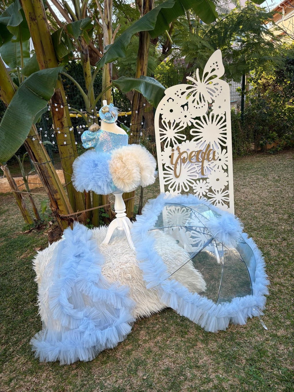 Bebe Mavi Bej Kız Çocuk Abiye - Bebek Parti Kostümü - ipeqakids – kız çocuk elbisesi