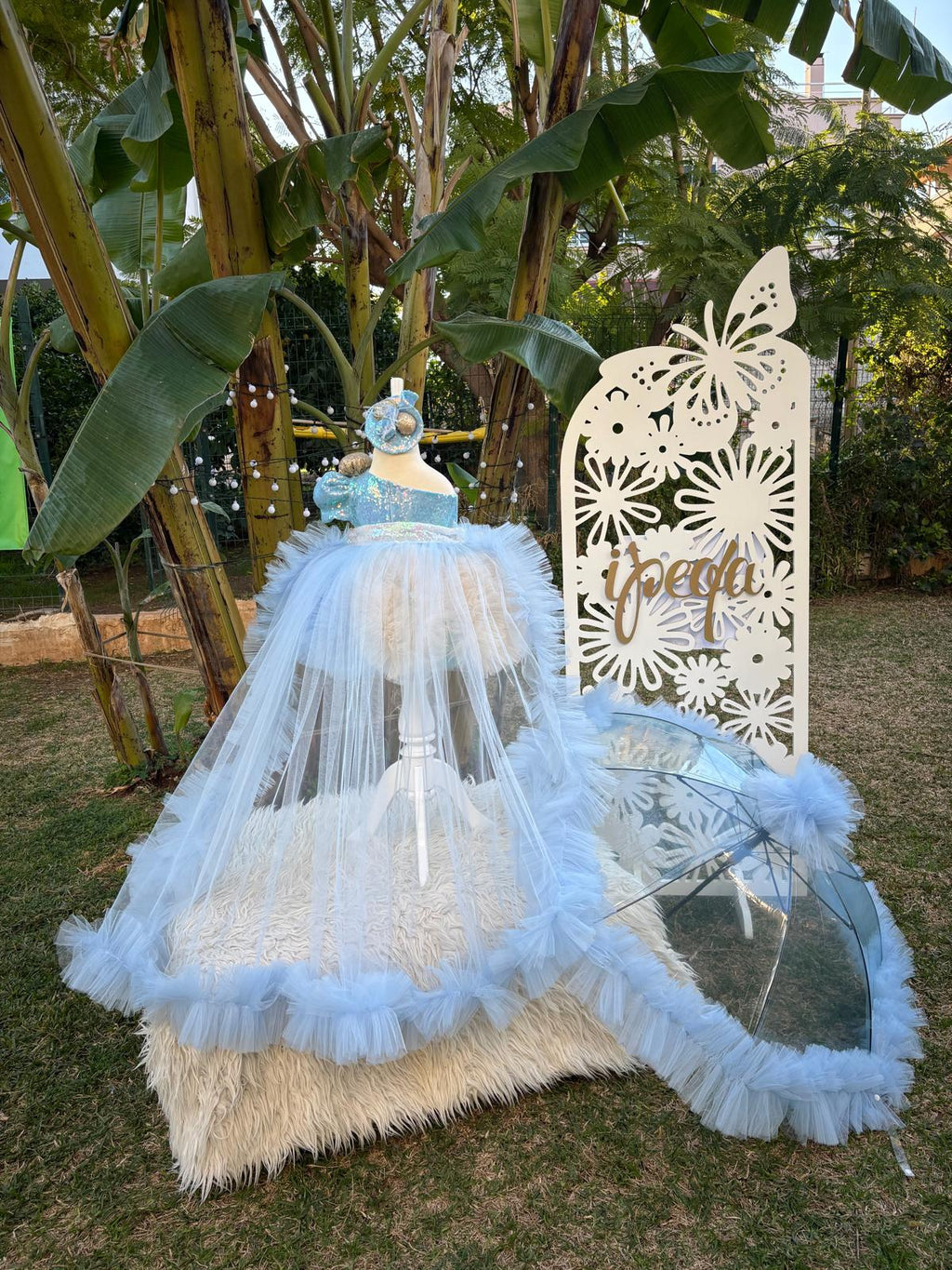 Bebe Mavi Bej Kız Çocuk Abiye - Bebek Parti Kostümü - ipeqakids – kız çocuk elbisesi