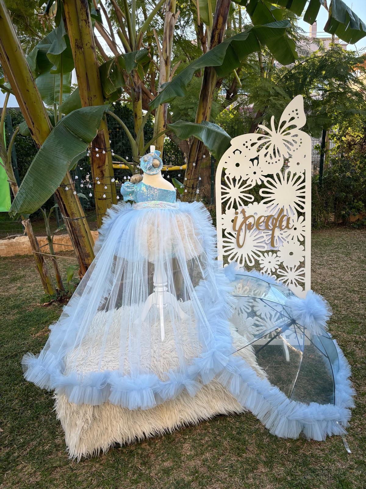 Bebe Mavi Bej Kız Çocuk Abiye - Bebek Parti Kostümü - ipeqakids – kız çocuk elbisesi