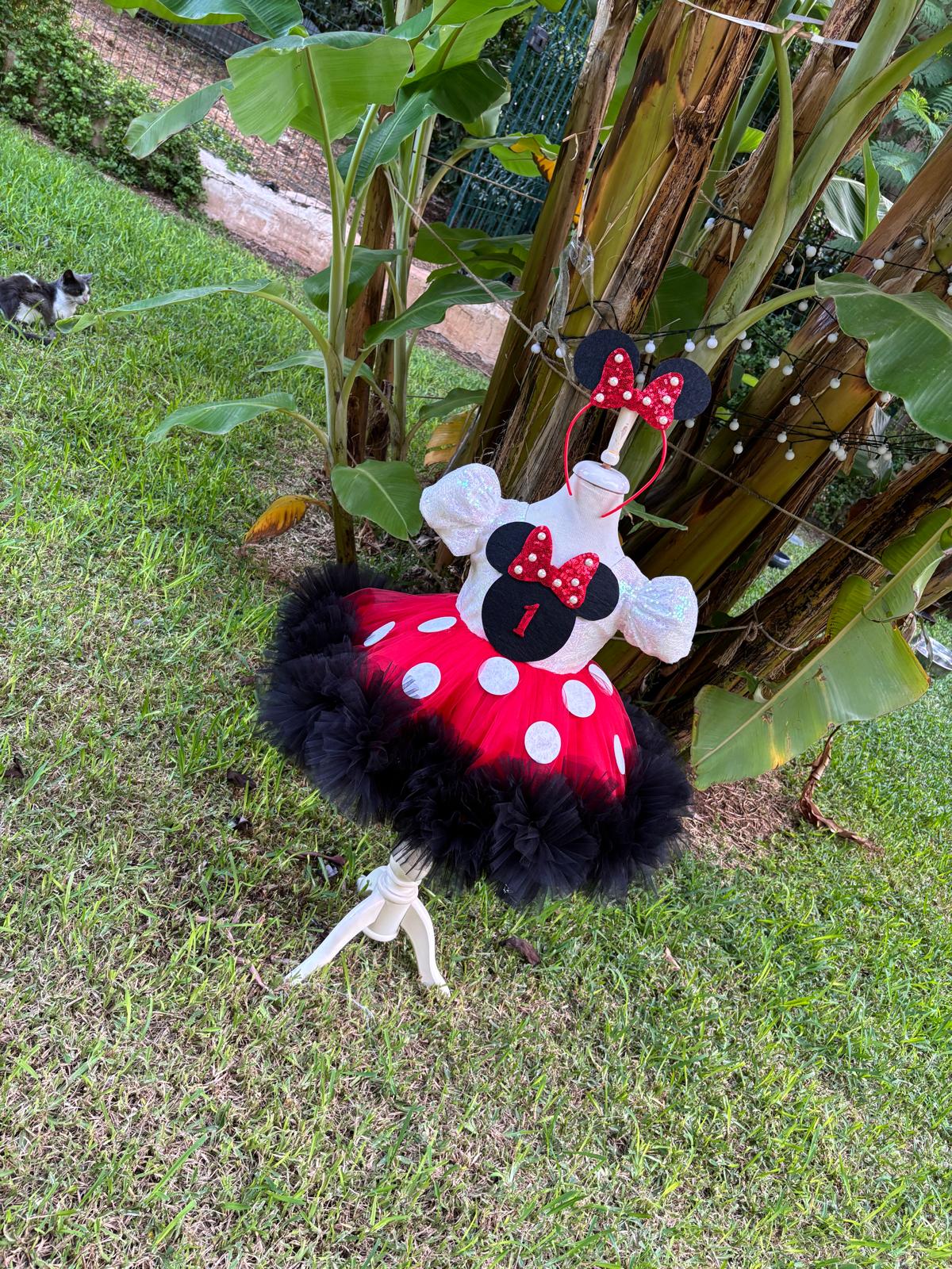 Kız Çocuk Minnie Mickey Mouse Kostümü TAÇ DAHİL- Çocuk Abiye Elbise -ipeqakids – kız çocuk elbisesi