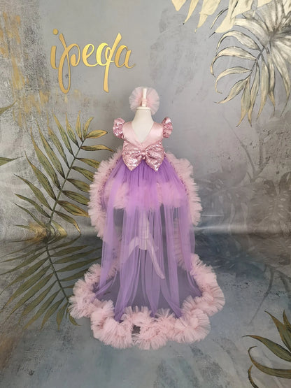 Pudra Lila Kız Çocuk Abiye Elbise - ipeqakids – kız çocuk elbisesi